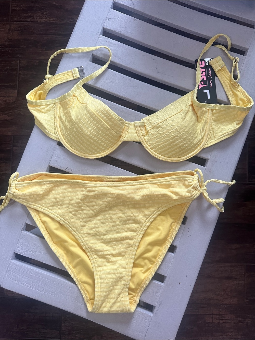 Surf Style Yellow Ribbed Bikini Top
